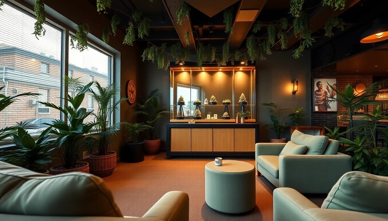 Experience the warmth of the Lloret de Mar Cannabis Club with a cozy lounge atmosphere.
