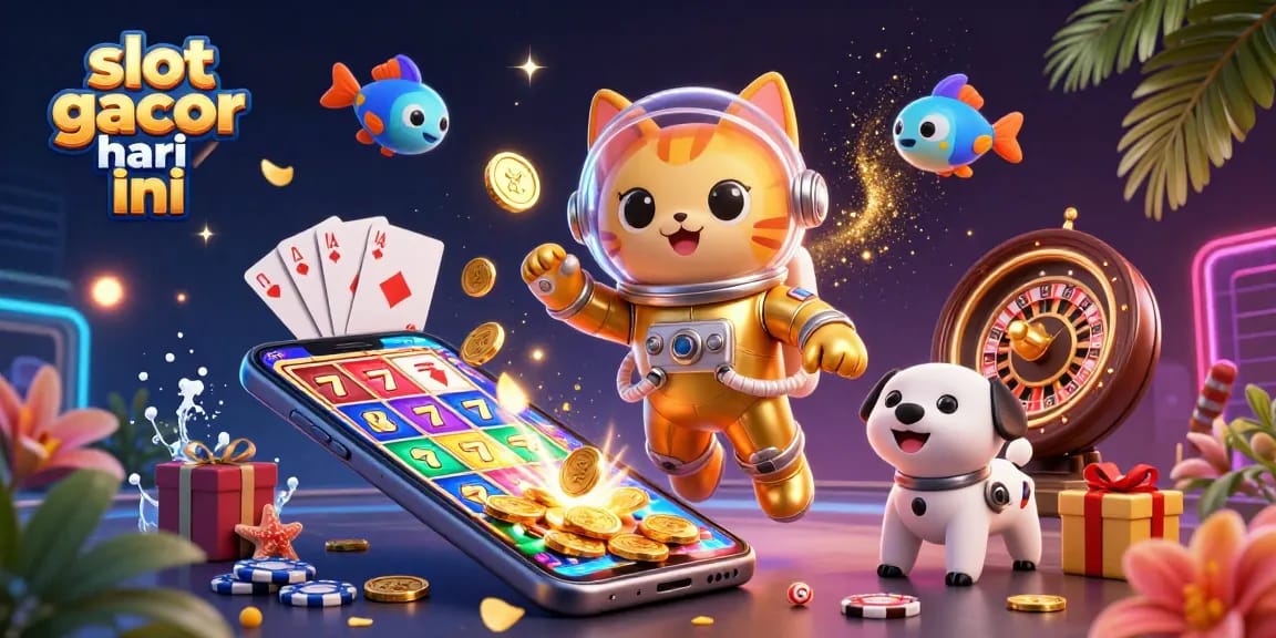 Experience slot gacor hari ini excitement with a 3D illustration of cosmic gambling fun and vibrant slot game action.