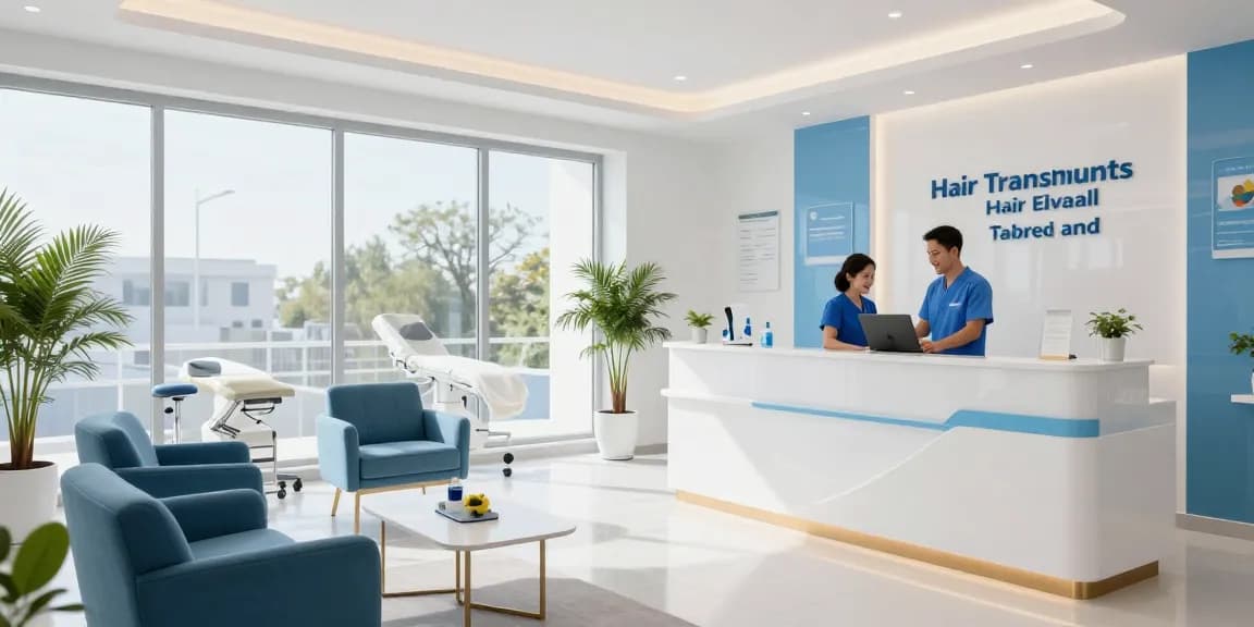 Hair transplant turkey: Modern health clinic showcasing compassionate patient care and doctor consultation.