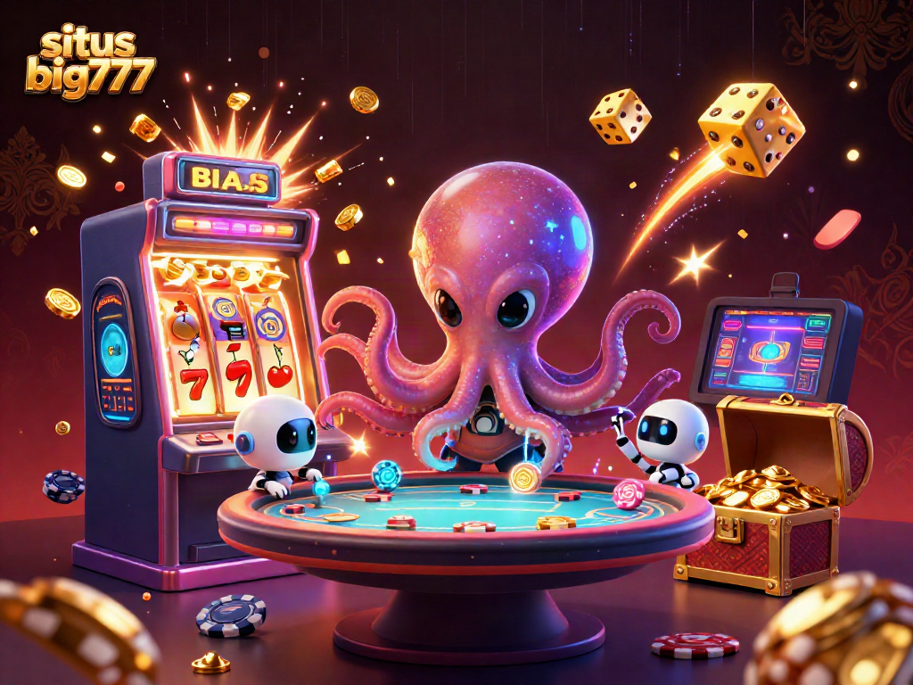 Engage in exciting gameplay with situs big777, featuring alien characters and vibrant casino elements.