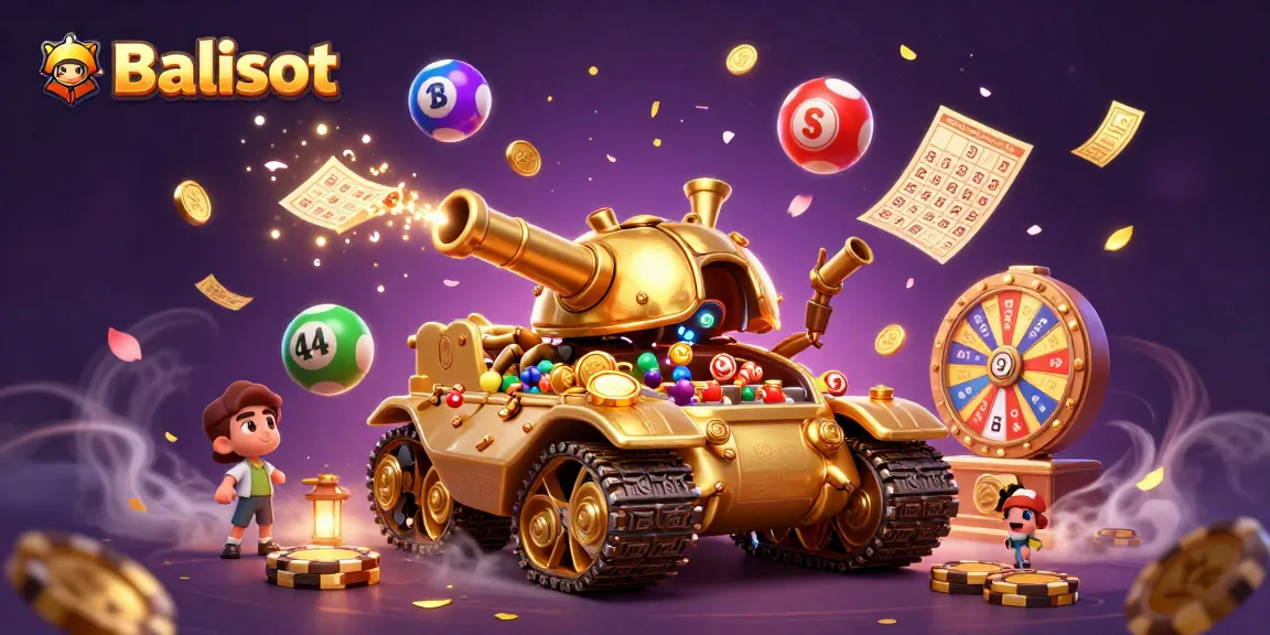 Experience the thrill of Balislot with a vibrant casino-themed 3D illustration showcasing action-packed elements.