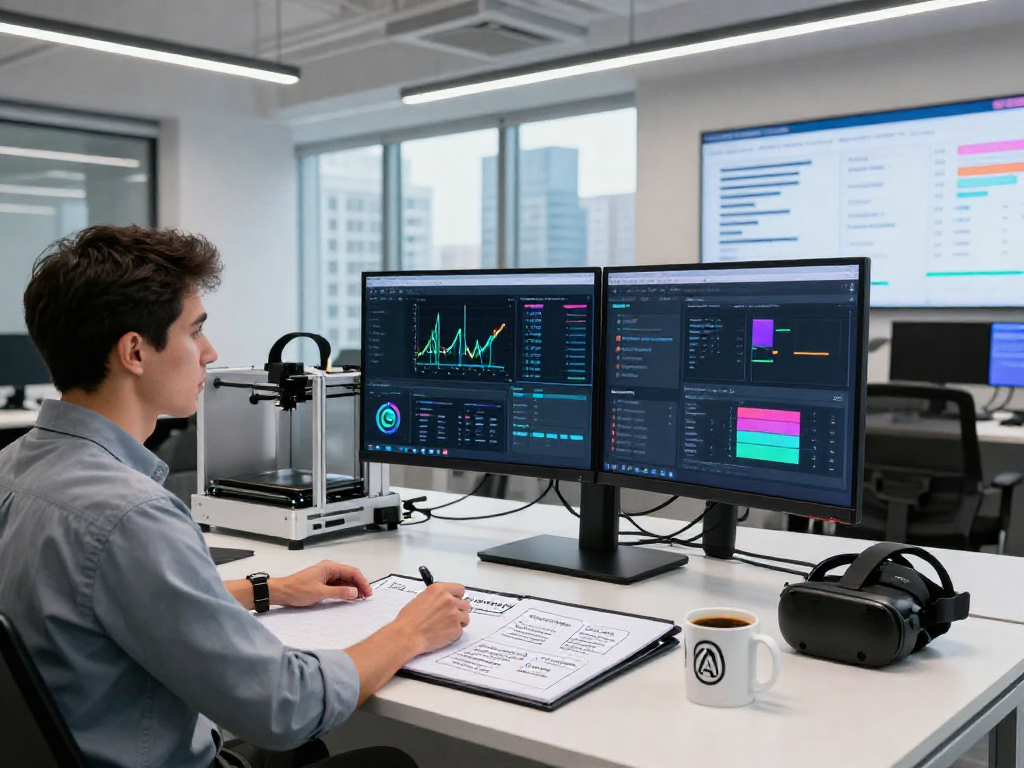 AI detector expert analyzing flagged content in a modern office environment