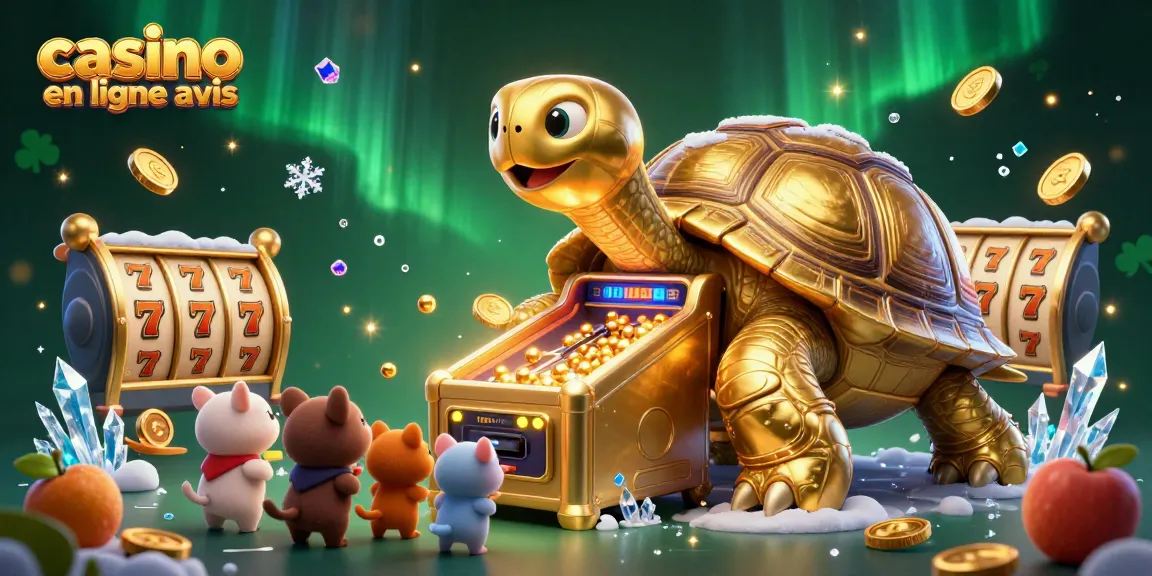 Jouez aux machines à sous sur un casino en ligne avis avec tortue dorée et personnages amusants.