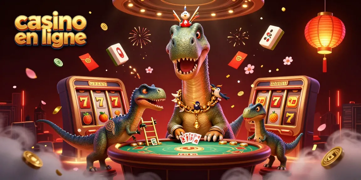 Jouer au casino en ligne avec un dinosaure et un raptor lors d'un jeu de poker