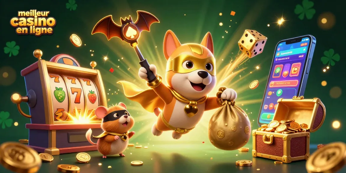 Dévoilez le meilleur casino en ligne avec un super chien et des rouleaux de machines à sous scintillants.