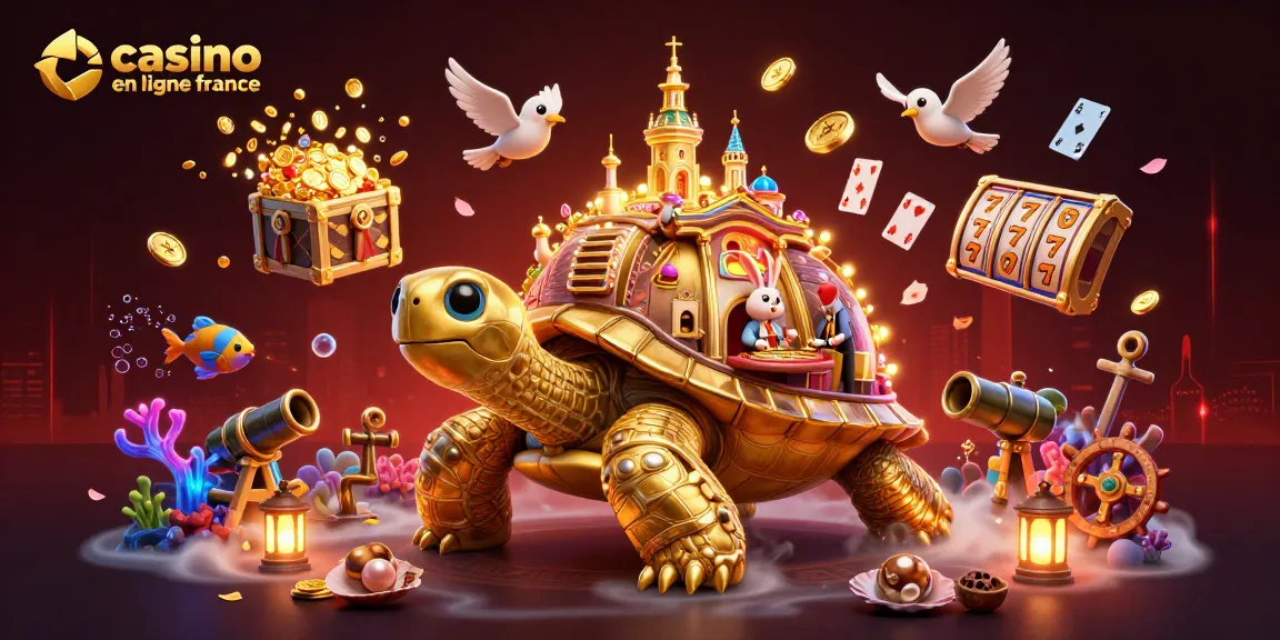 Plongez dans l'univers vibrant du casino en ligne en France avec des tortues et des dealers de cartes