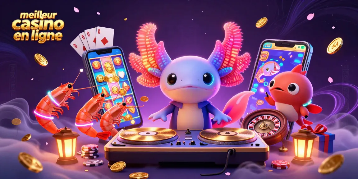 Le meilleur casino en ligne avec un axolotl DJ vibrant et des éléments de jeu captivants.