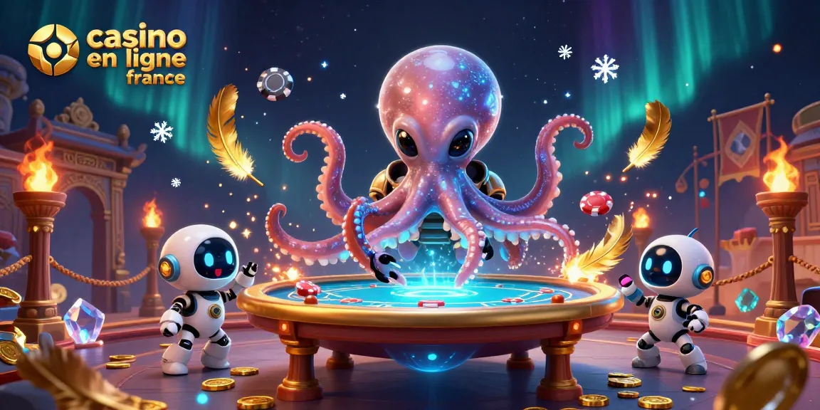 Casino en ligne France : illustration dynamique d'une scène de poker avec des personnages de jeu uniques.