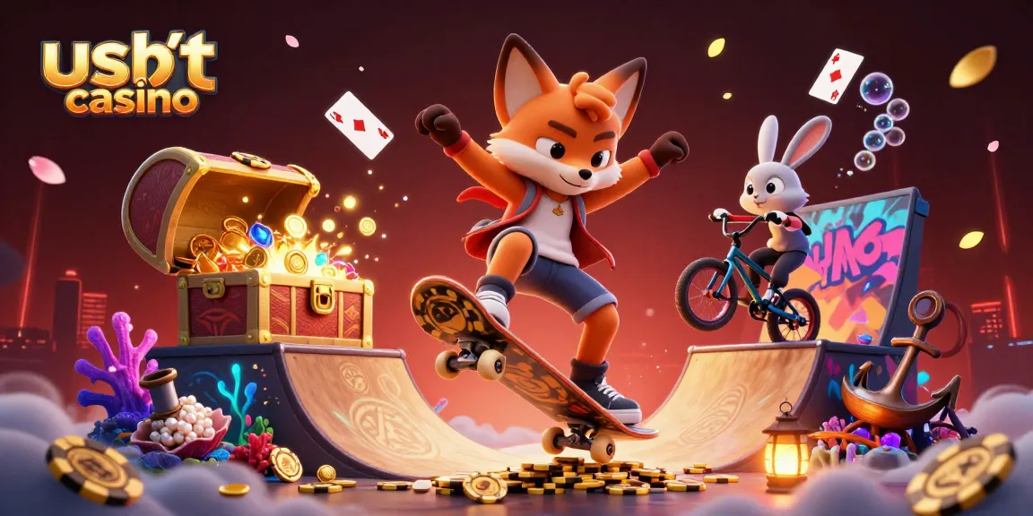 Giocatori nel casinò Usdt mentre si divertono con giochi di carte e slot in un ambiente ricco di effetti visivi.