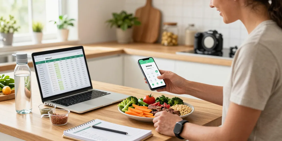 Using the best weight loss app for meal prep in a bright kitchen setting