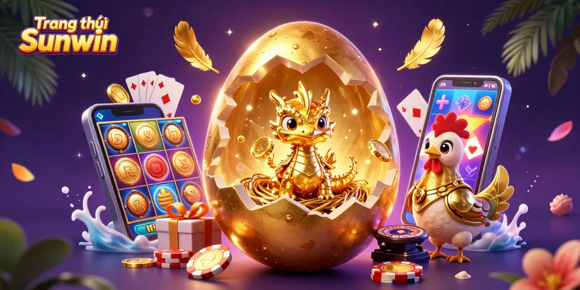 Engage in thrilling gameplay at Trang chủ Sunwin with a vibrant 3D illustration of a golden dragon and dynamic casino elements.