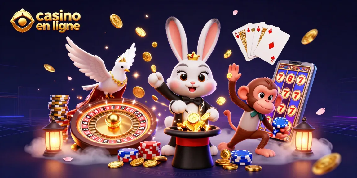 Jouer dans un casino en ligne avec un lapin magicien, une colombe glamour et un singe malicieux volant des jetons