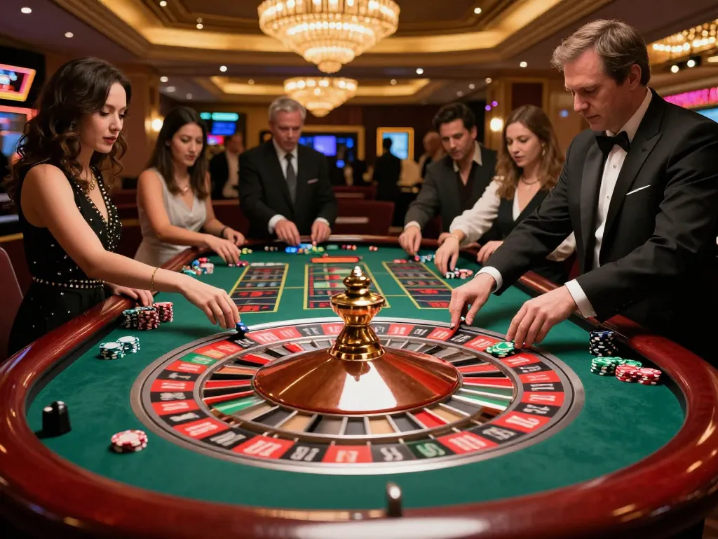 Players engage in an exciting roulette game at the casino, with king garuda luck on their side