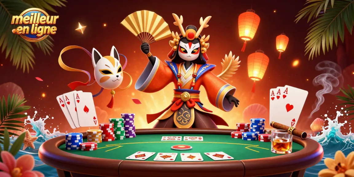 Plongez dans l'univers du meilleur casino en ligne avec cette illustration dynamique de jeux de poker.