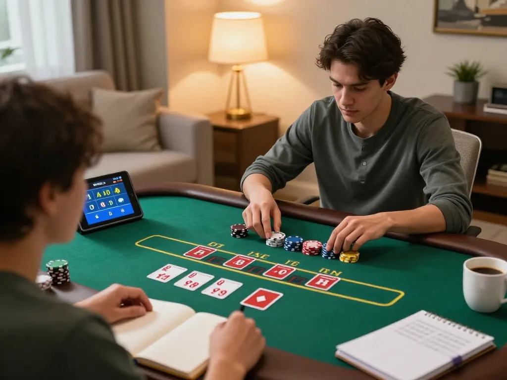 Paito macau session in vibrant online casino setting featuring intricate gameplay on tablet with strategic notes.