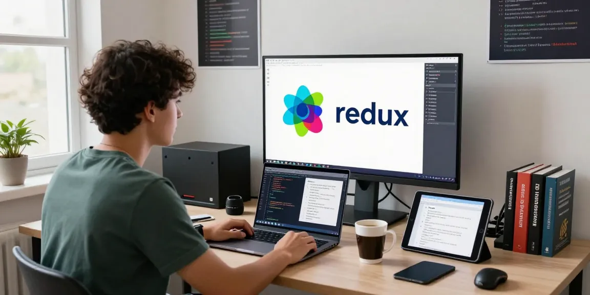 Interactive coding session showcasing the Best React development course 2025 with developer engaged in learning.