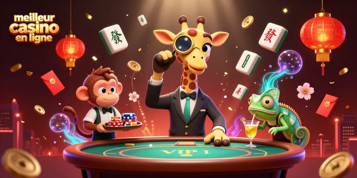 Jouez au meilleur casino en ligne avec cette scène animée illustrant une girafe de luxe et des éléments festifs.