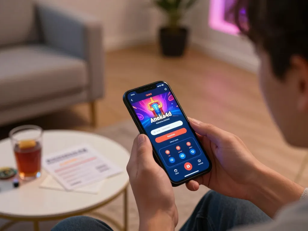 Pengguna yang terlibat mengakses login aneka4d di smartphone untuk pengalaman permainan kasino online yang menarik di suasana yang nyaman
