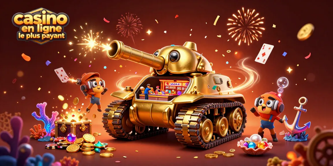 Explore le casino en ligne le plus payant avec une scène dynamique de machines à sous et de confettis.
