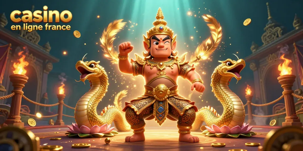Illustration d'un gardien de temple en armure dorée pour un casino en ligne France avec jeux de hasard et ambiance festive