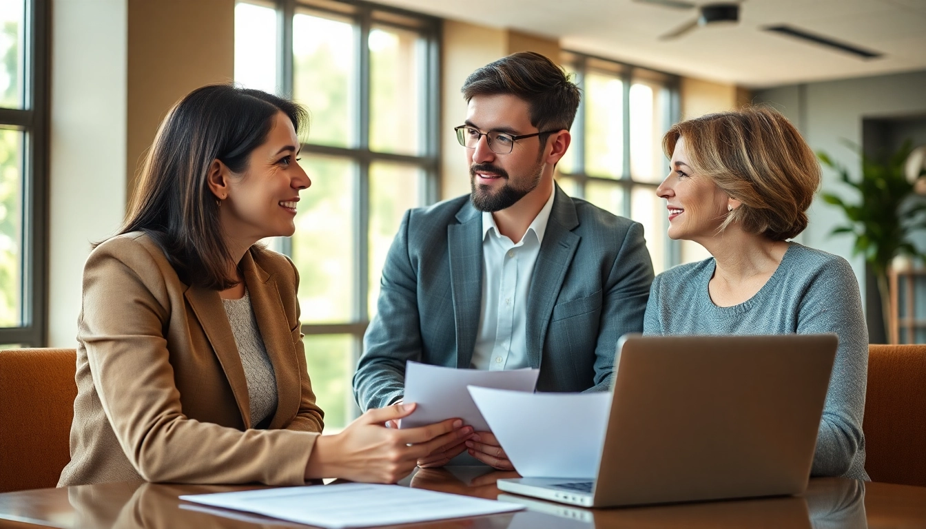 Engaging discussion on Family Law Financial Agreements with professional advisor in an office.