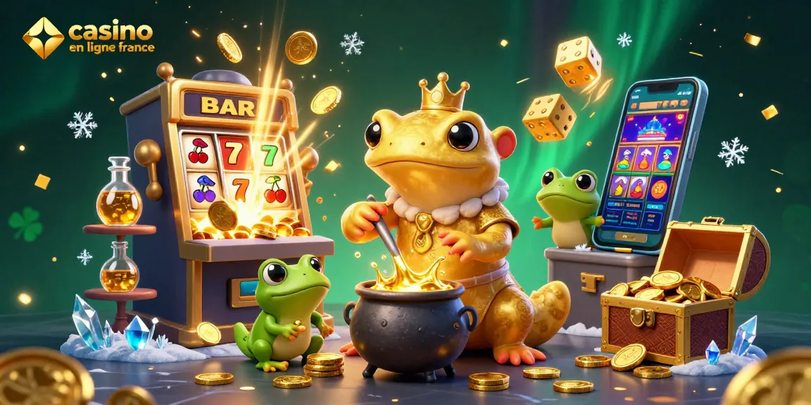 Illustration 3D d'un alchimiste salamandre géante en laboratoire pour casino en ligne France.