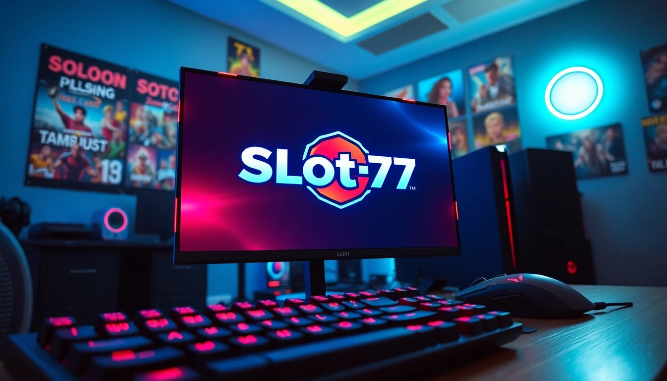 Pengguna Slot77 menikmati pengalaman bermain di komputer gaming modern dengan peralatan penuh gaya.