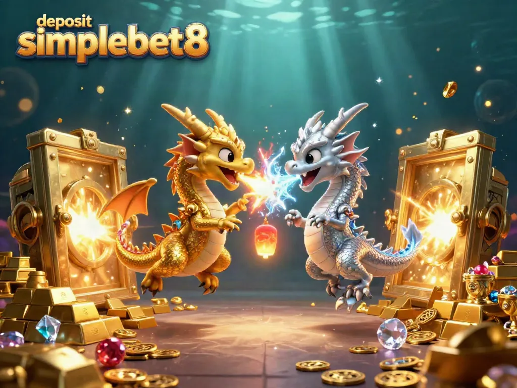 Experience the excitement of deposit simplebet8 with magical dragons and treasure in a captivating 3D scene.
