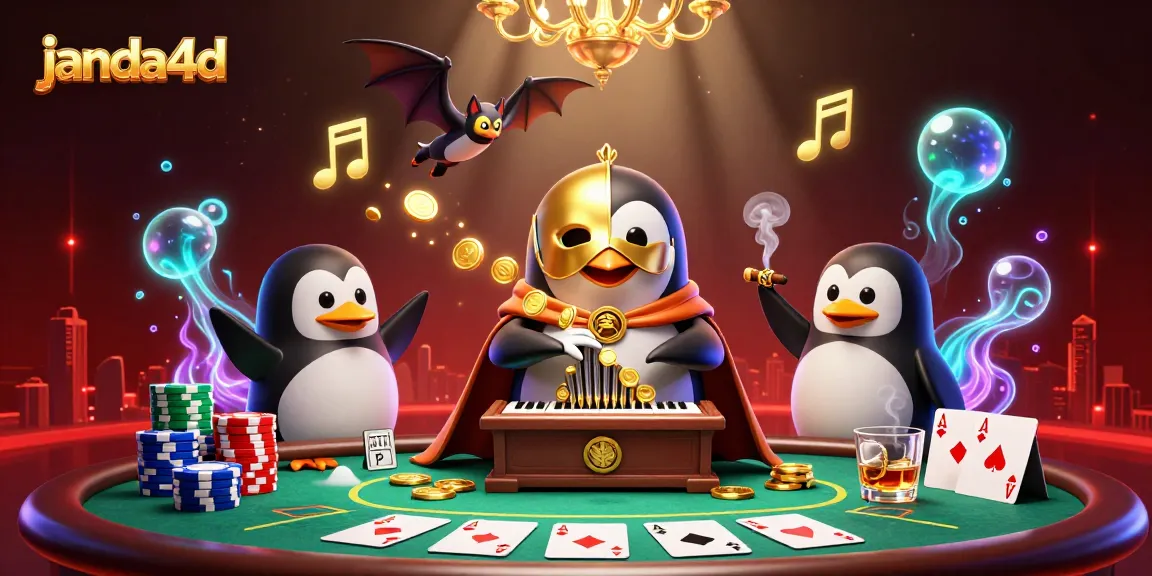 janda4d menunjukkan penguin opera bermain organ dengan koin emas yang meluncur dari pipa