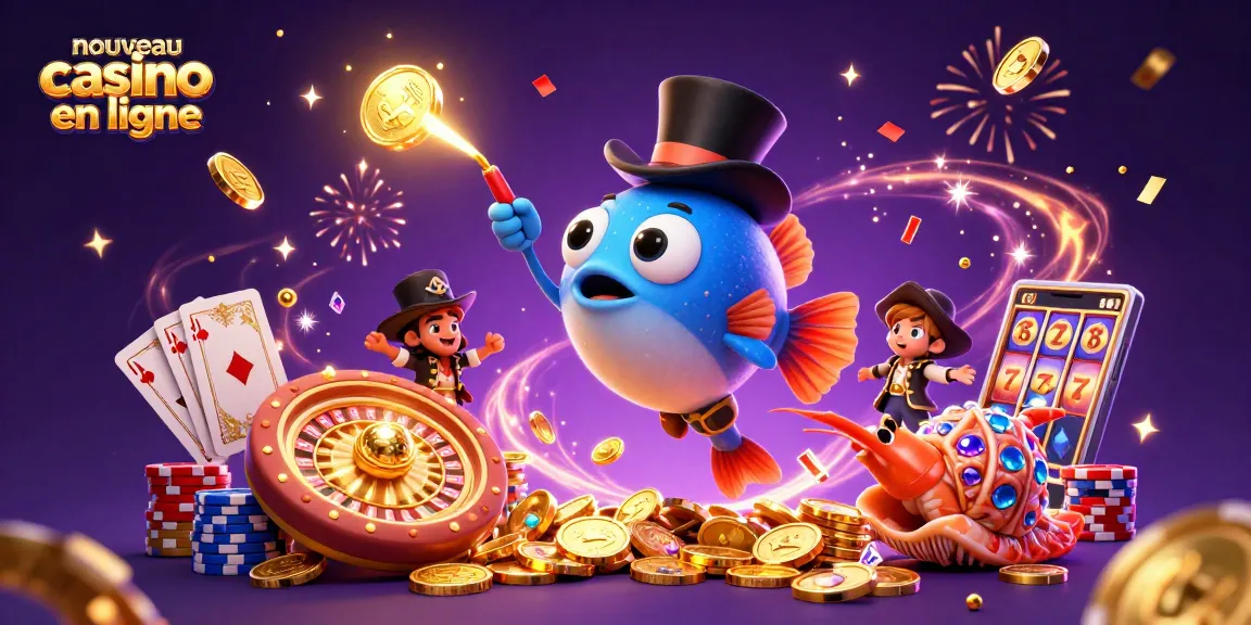 Une scène dynamique de jeu captivante avec un nouveau casino en ligne, centrée sur la pêche au trésor.