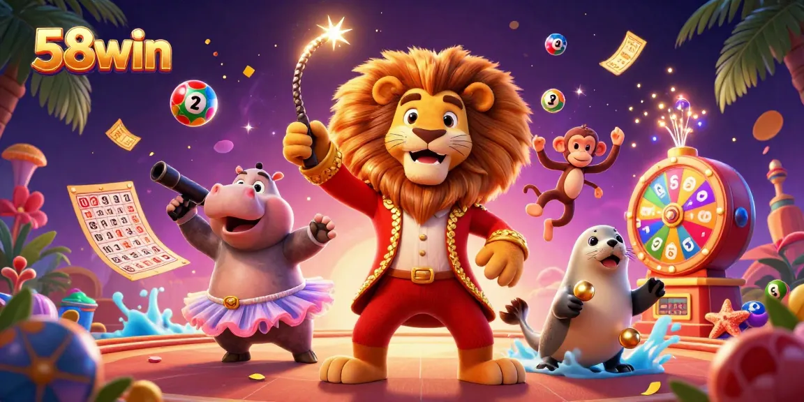 Experience thrilling games at 58win with vibrant characters celebrating jackpots and prizes.