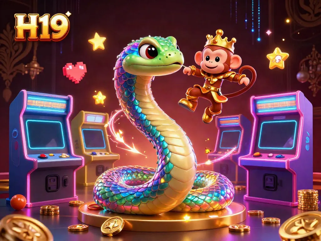 Experience thrilling gaming at H19 with vibrant casino elements and dynamic characters.