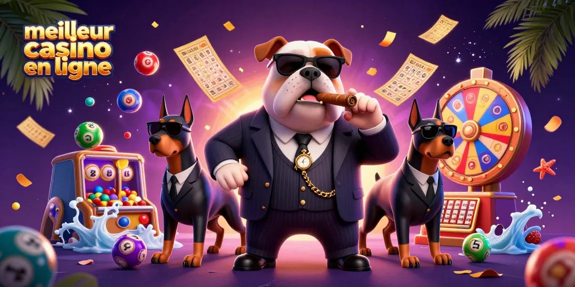 Animations de gains au meilleur casino en ligne illustrées par un bulldog mafia et des Doberman.