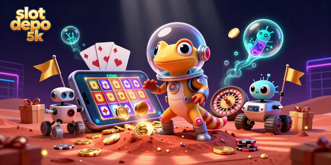 Experience the thrill of slot depo 5k as a Martian gecko discovers a vibrant casino scene.