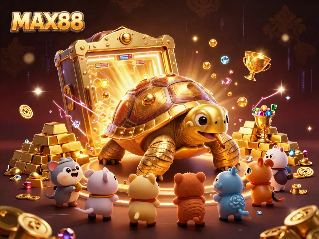 Engage with exciting MAX88 gambling activities featuring a colossal tortoise pinball machine.