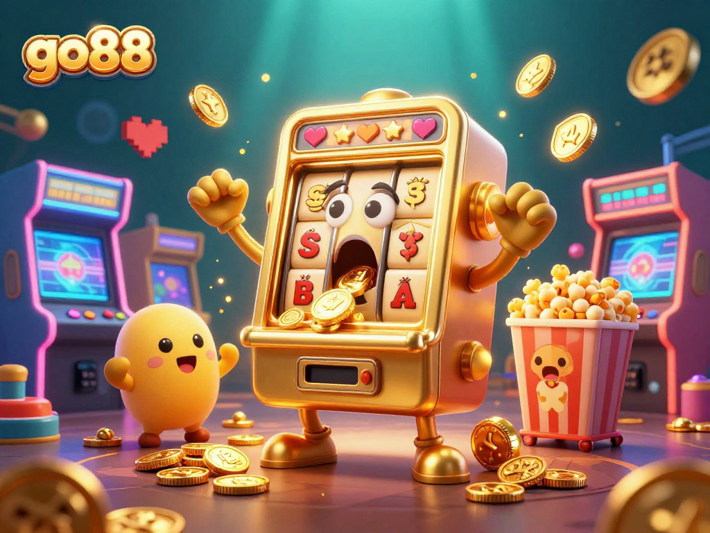 Experience the excitement of go88 as the joyful slot machine celebrates a jackpot with cheering companions.