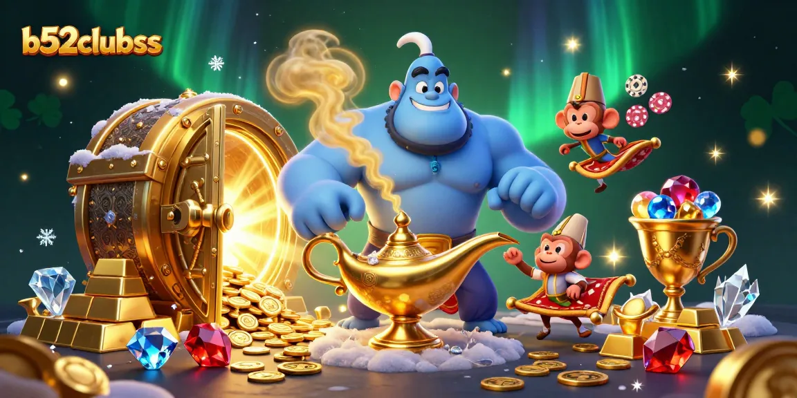 Engage in thrilling gameplay at b52clubss with vibrant illustrations of casino treasures and characters.