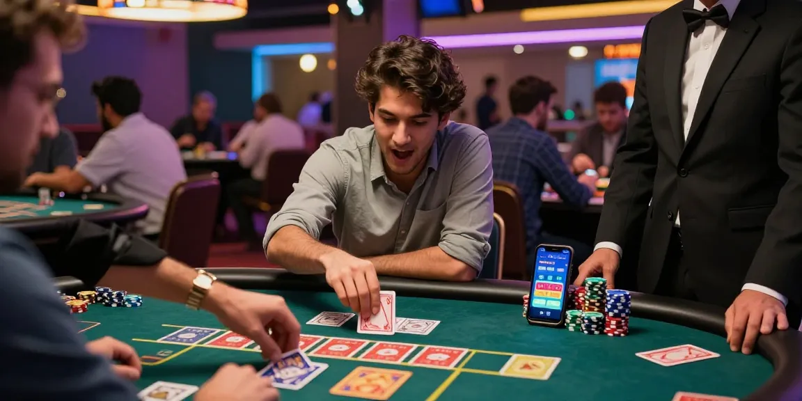 Exciting live casino experience with a player enjoying Andar Bahar surrounded by vibrant cards and lively atmosphere.