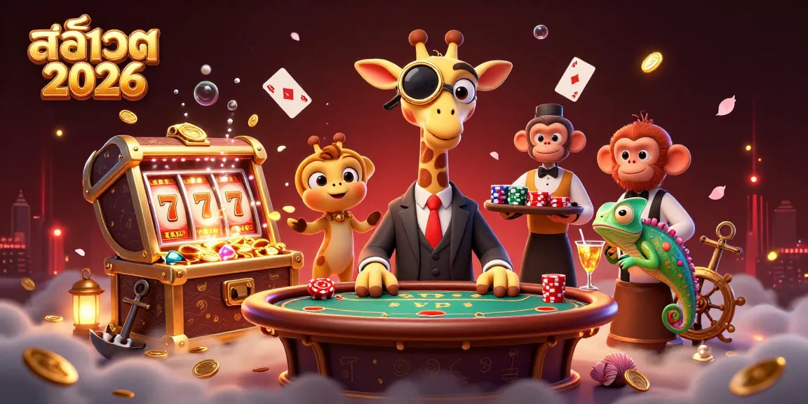 Experience excitement with สล็อต 2026 in a vibrant casino scene featuring colorful slot reels and animated characters.