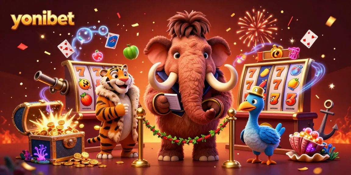 Experience exciting gaming with yonibet at a vibrant casino bouncer scene surrounded by slot reels and gold coins!
