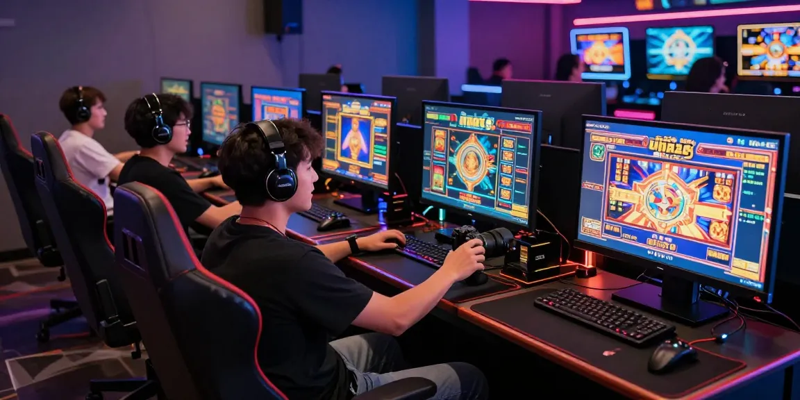Engaged players enjoying thrilling slot deposit dana games in an exciting gaming lounge.