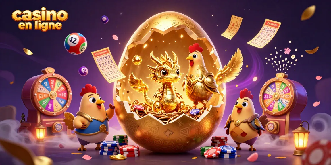 Découvrez un casino en ligne dynamique avec un dragon doré entouré de jeux d'argent colorés.