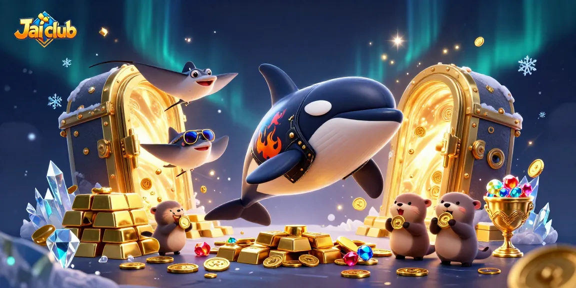 Experience thrilling action on Jai club with vibrant sea creatures, gold, and gaming elements.