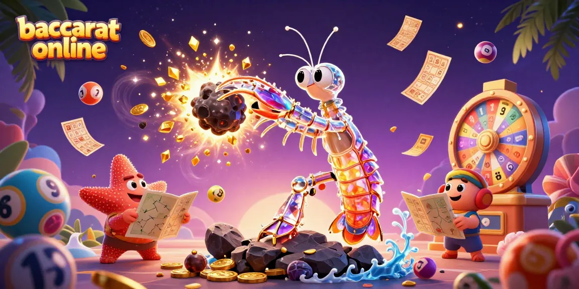 Baccarat online illustration with colorful elements and characters enjoying casino action, showcasing excitement and engagement.
