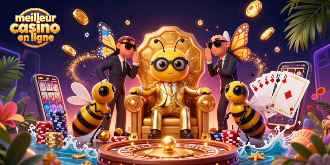 Vivez l'expérience du meilleur casino en ligne avec un chef de mob cartoon dans un trône en nid d'abeille.
