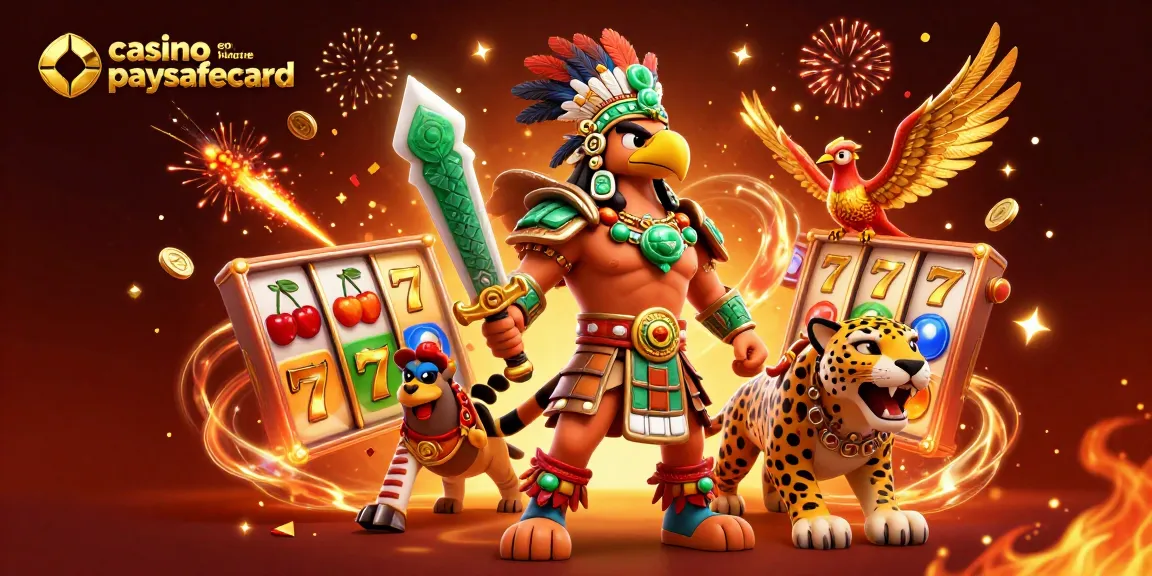 Découvrez les jeux de casino en ligne paysafecard avec cette illustration captivante de jackpots et personnages dynamiques.