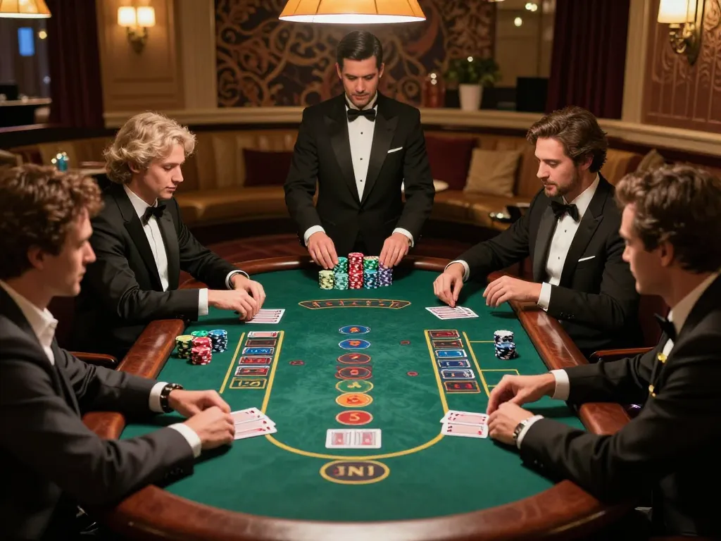 Players strategizing at a blackjack table in sky88 casino surrounded by luxury ambience.
