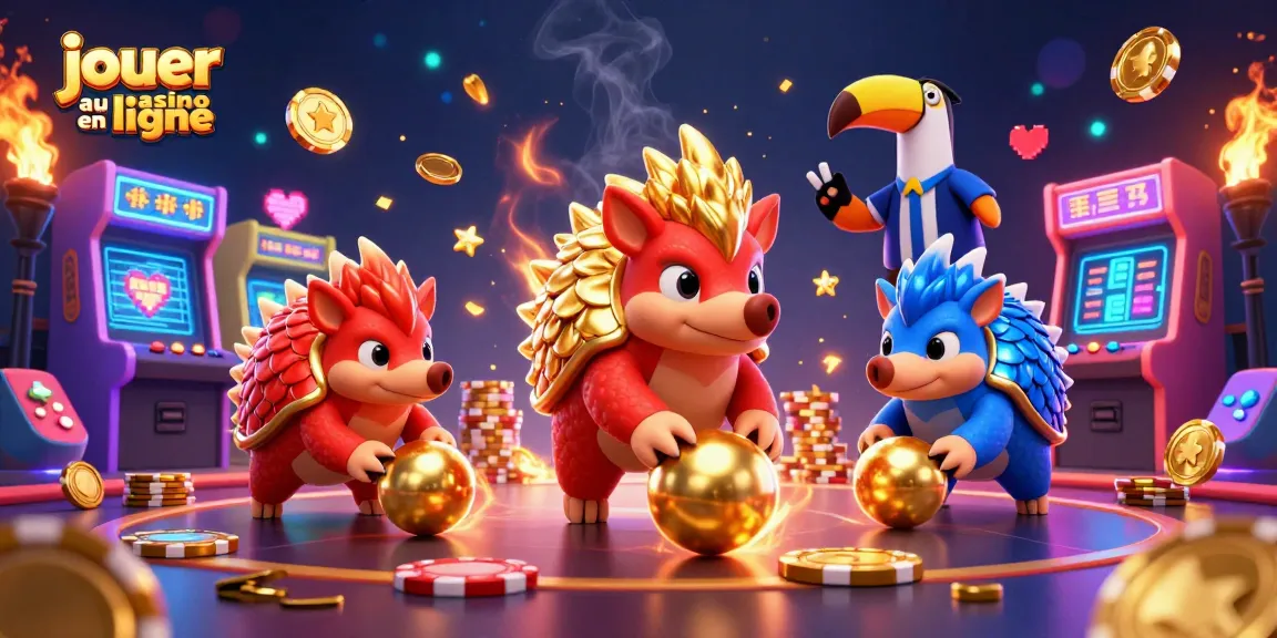 Jouer au casino en ligne avec les pangolins en compétition, ambiance festive et éléments de jeu.