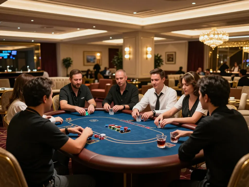 Players enjoying high-stakes poker at VIP gaming area in Vipwin casino