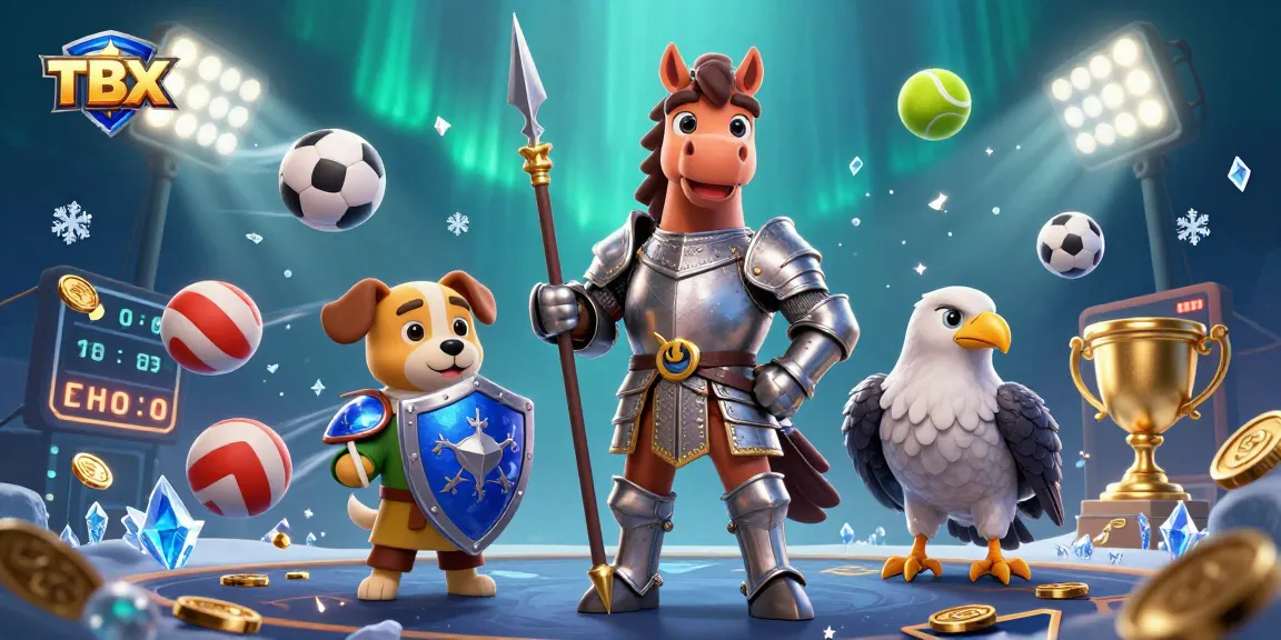 Engage with TBX gaming elements highlighting a dynamic 3D casino scene featuring a knight and sports icons.